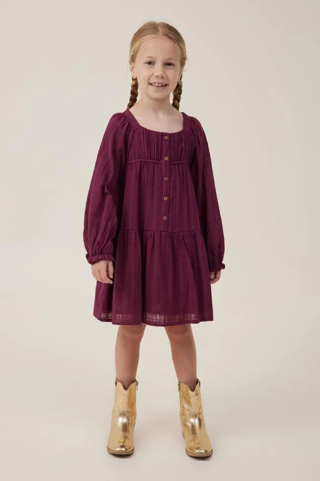 Girls 214 Dresses Cotton On Gemma Long Sleeve Dress Crushed Berry