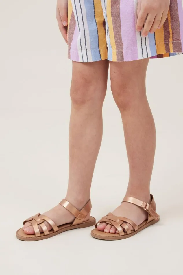 Girls 214 Flats and Sandals Cotton On Georgie Cross Over Sandal Rose Gold