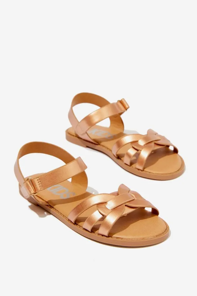 Girls 214 Flats and Sandals Cotton On Georgie Cross Over Sandal Rose Gold