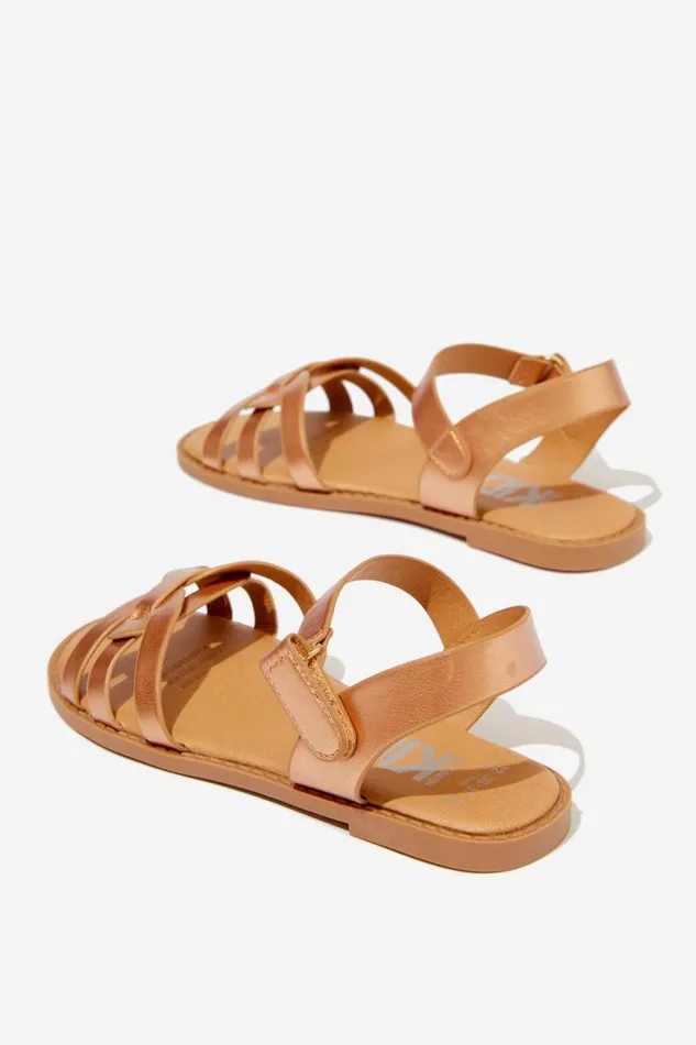 Girls 214 Flats and Sandals Cotton On Georgie Cross Over Sandal Rose Gold