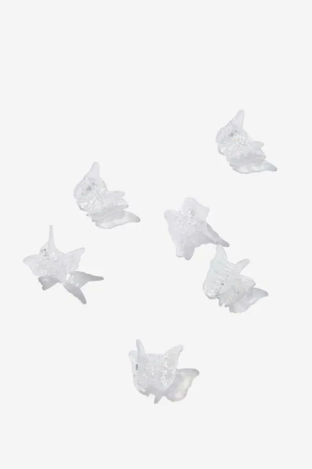 Girls 214 Hair Accessories Cotton On Claudette Claw Clips White Butterflies 6 Pk
