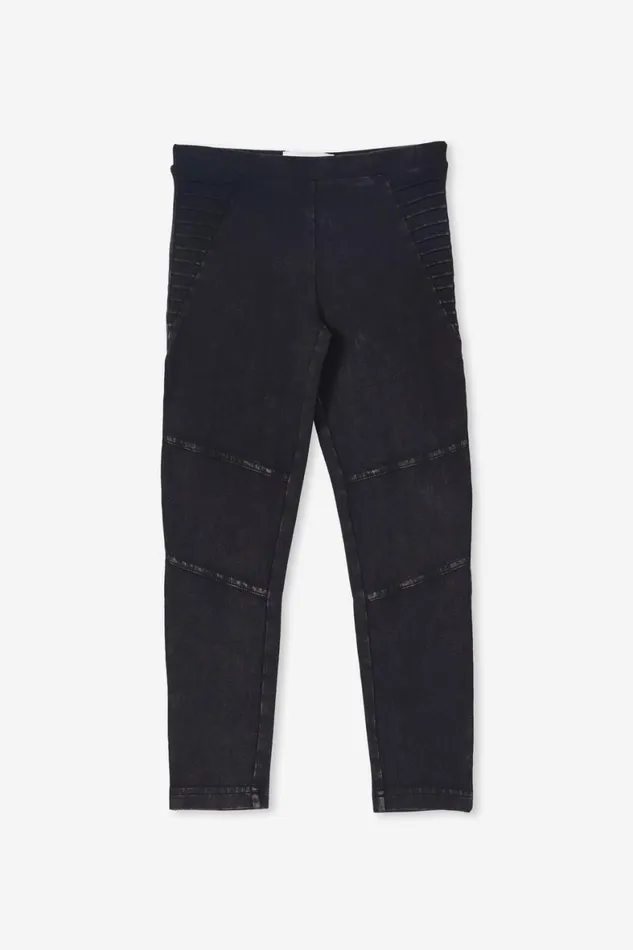 Girls 214 Leggings Pants and Jeans Cotton On Huggie Leggings Black Wash Moto Panels