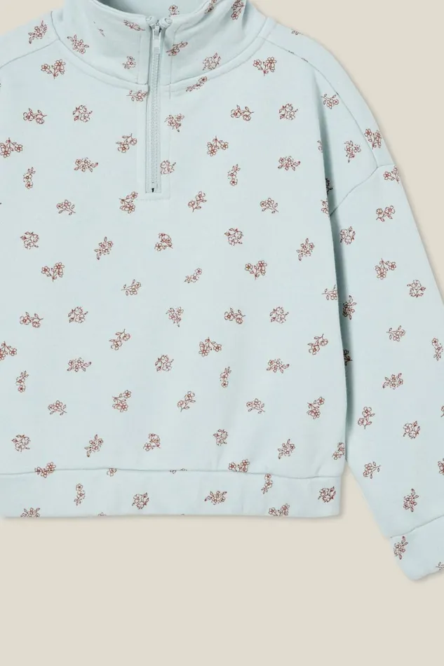 Girls 214 Sweatshirts and Sweatpants Cotton On Naomi Half Zip Pullover Birdy Bluebetsy Ditsy