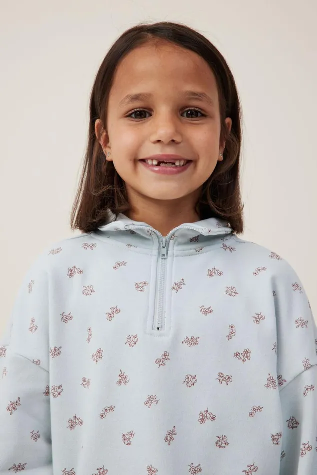 Girls 214 Sweatshirts and Sweatpants Cotton On Naomi Half Zip Pullover Birdy Bluebetsy Ditsy