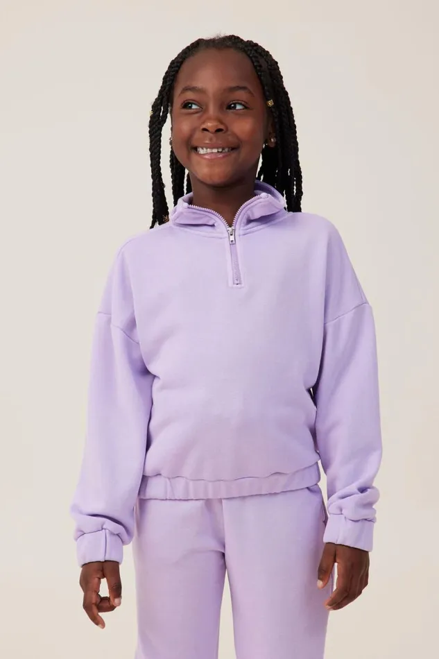 Girls 214 Sweatshirts and Sweatpants Cotton On Naomi Half Zip Pullover Lilac Drop
