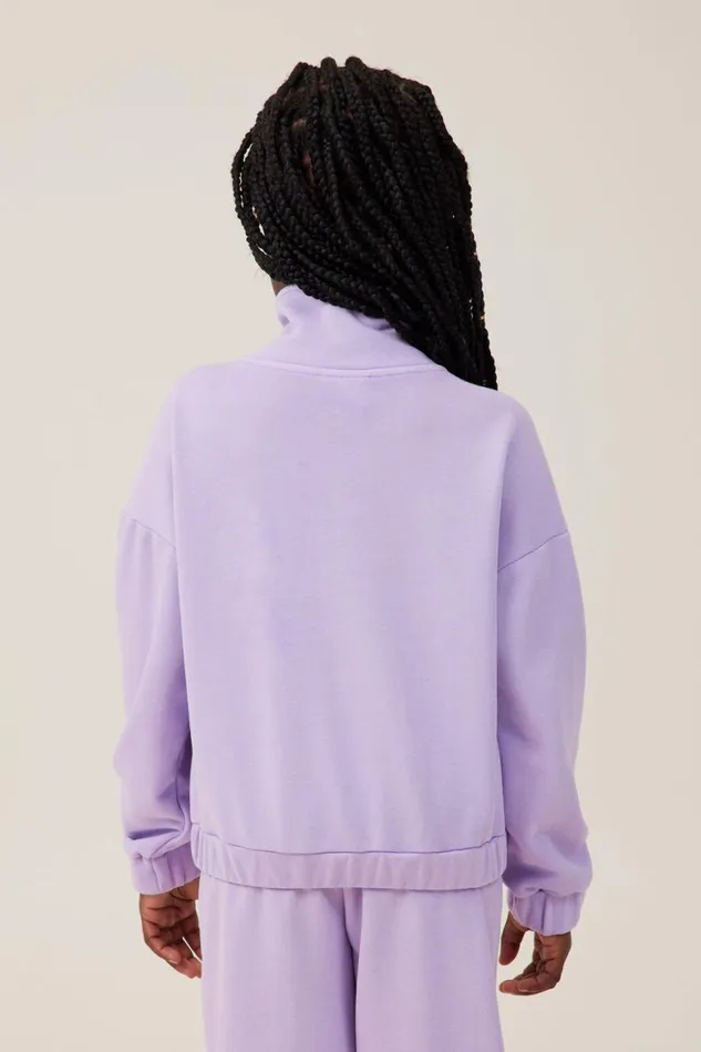 Girls 214 Sweatshirts and Sweatpants Cotton On Naomi Half Zip Pullover Lilac Drop