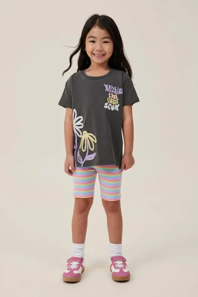 Girls 214 Tops and TShirts Cotton On Poppy Short Sleeve Print Tee Phantomwatching The Flowers Grow