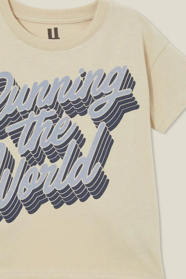 Girls 214 Tops and TShirts Cotton On Poppy Short Sleeve Print Tee Rainy Dayrunning The World