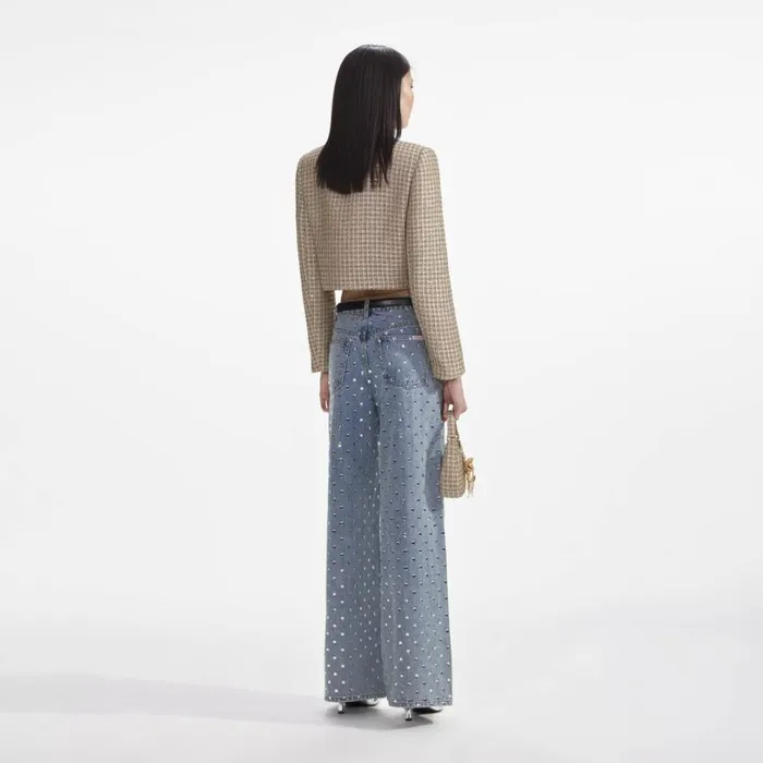 Gold Boucle Cropped Jacket Women Self Portrait Outerwear Gold Boucle Cropped Jacket Women Self Portrait Outerwear