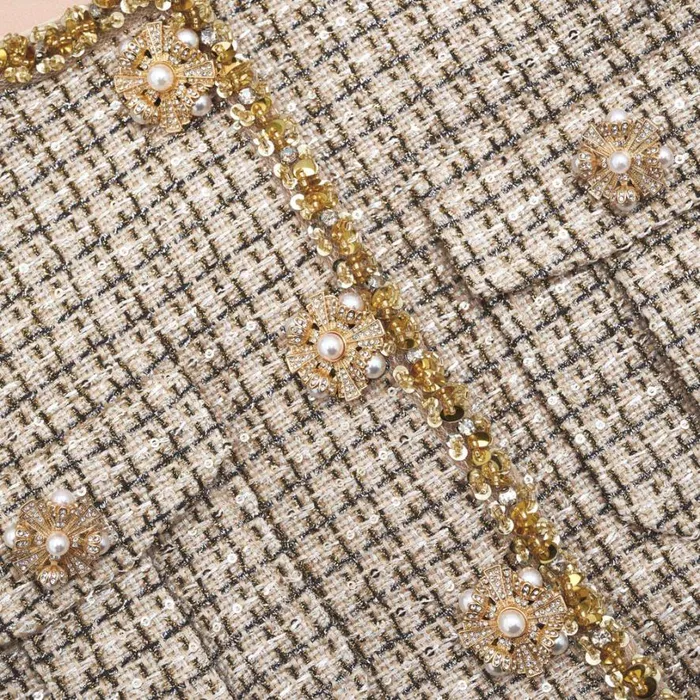 Gold Boucle Cropped Jacket Women Self Portrait Outerwear Gold Boucle Cropped Jacket Women Self Portrait Outerwear