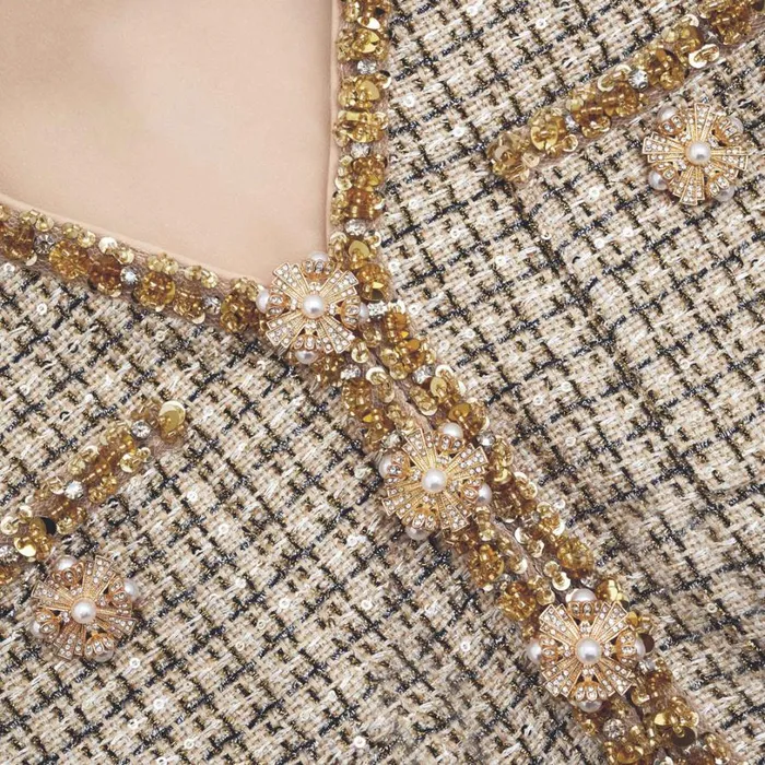 Gold Boucle Midi Dress Women Self Portrait Dresses Gold Boucle Midi Dress Women Self Portrait Dresses