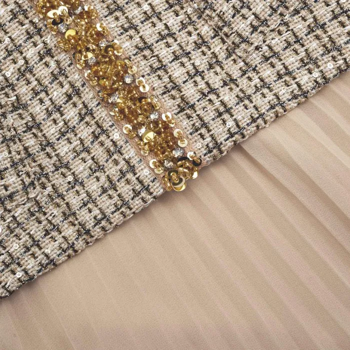 Gold Boucle Midi Dress Women Self Portrait Dresses Gold Boucle Midi Dress Women Self Portrait Dresses