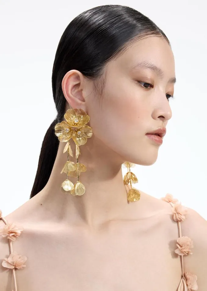 Gold Floral Earrings Women Self Portrait Jewellery Gold Floral Earrings Women Self Portrait Jewellery