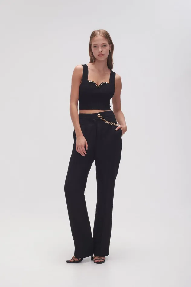 Goldfoil Metal Bar Bodice Black Women Aje Body 038 Crepe Knit