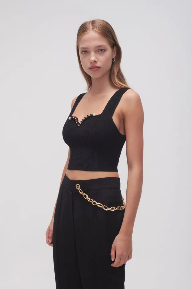 Goldfoil Metal Bar Bodice Black Women Aje Body 038 Crepe Knit