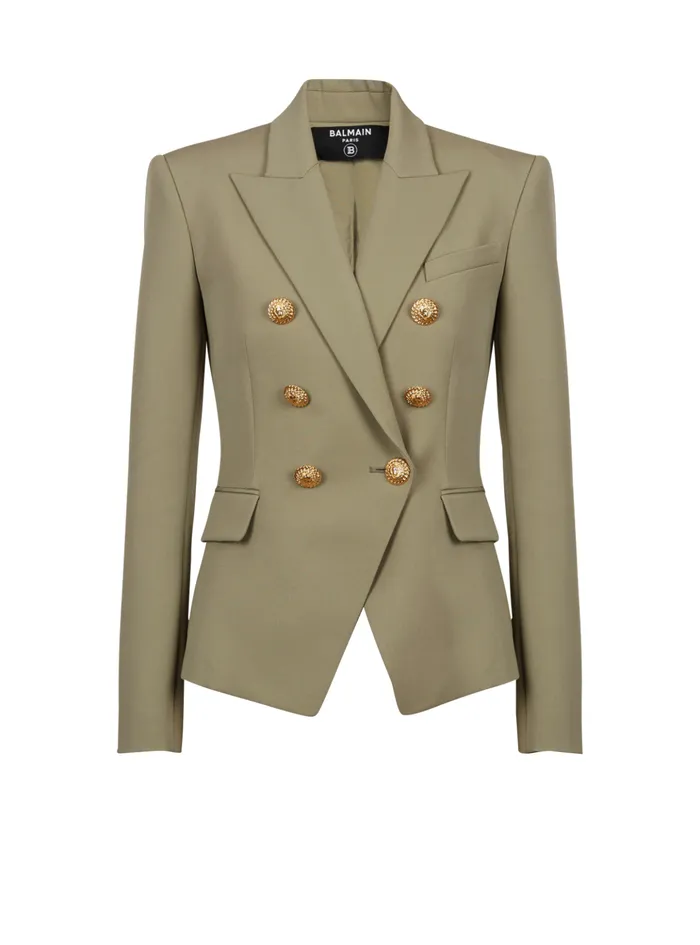 Grain De Poudre 6button Jacket Khaki Women Balmain Jackets And Blazers