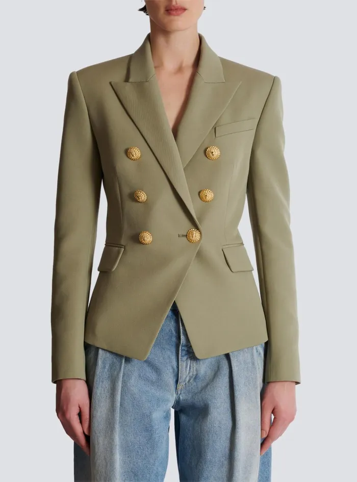 Grain De Poudre 6button Jacket Khaki Women Balmain Jackets And Blazers