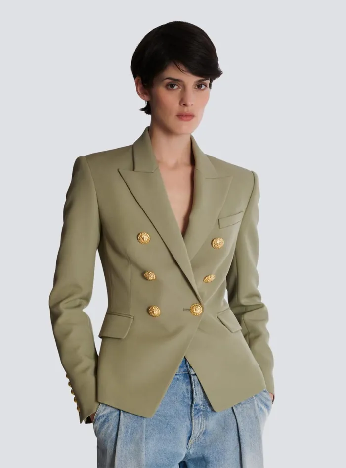 Grain De Poudre 6button Jacket Khaki Women Balmain Jackets And Blazers