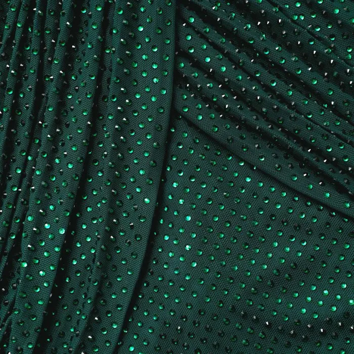 Green Rhinestone Mesh Midi Dress Women Self Portrait Dresses