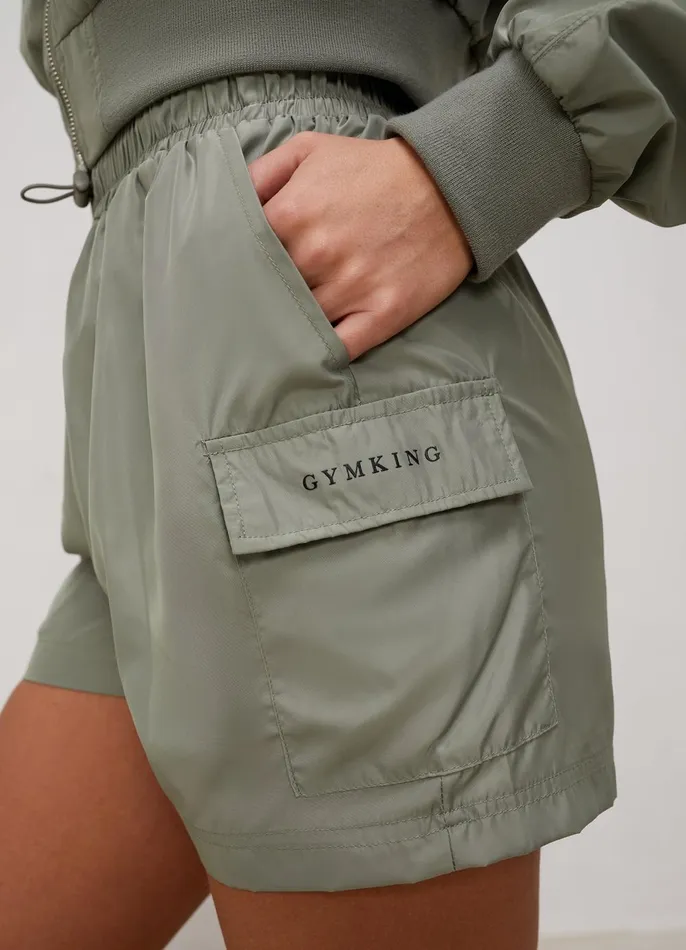 Gym King Cargos Women Satin Cargo Shorts 8211 Dusky Sage