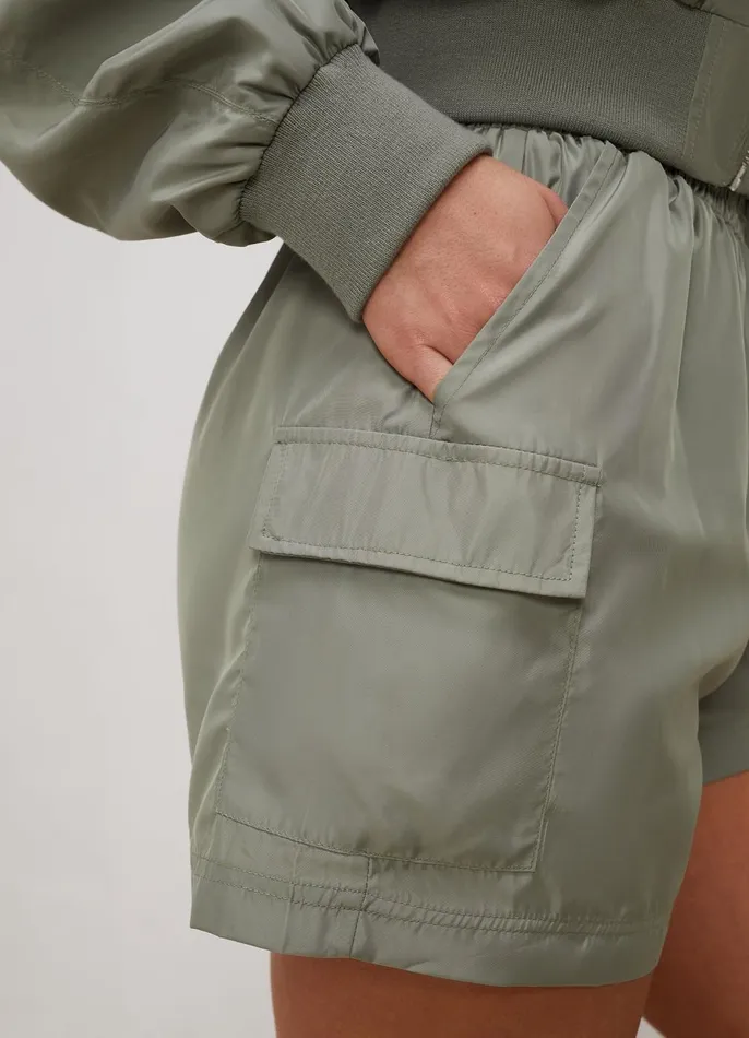 Gym King Cargos Women Satin Cargo Shorts 8211 Dusky Sage