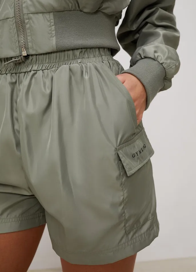 Gym King Cargos Women Satin Cargo Shorts 8211 Dusky Sage