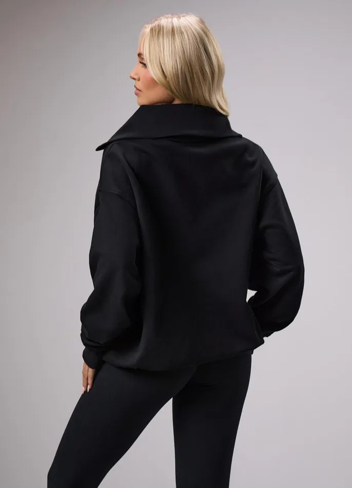 Gym King CoOrds Women GKW Sports Luxe Rib Collar Funnel 8211 Black