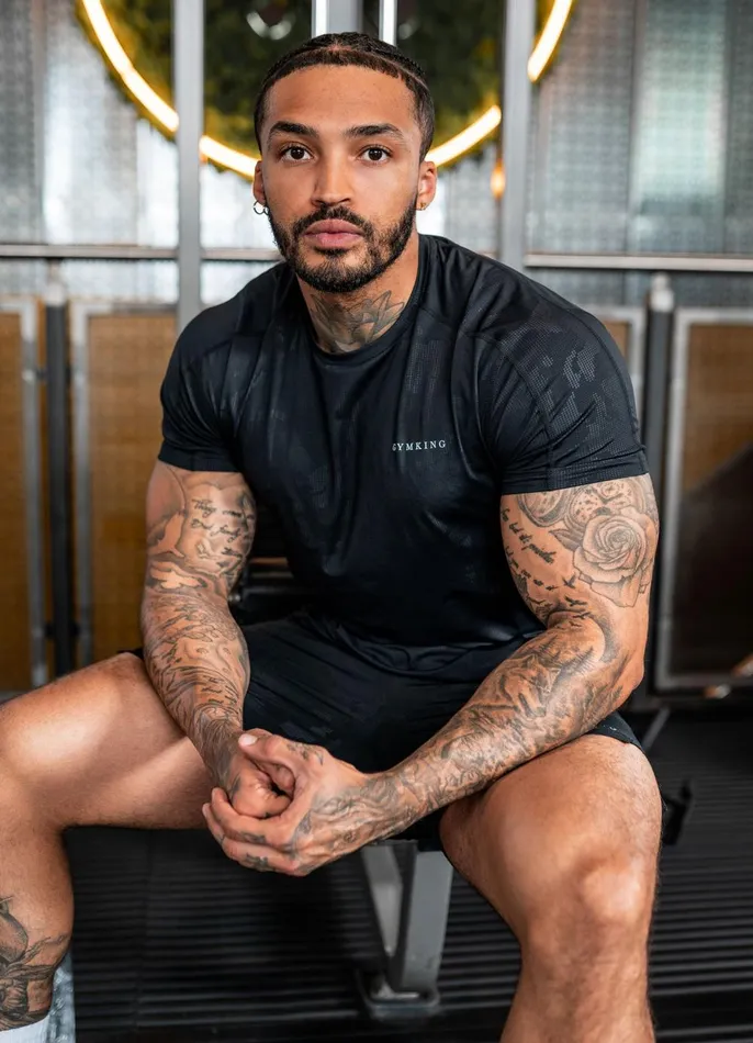 Gym King Gymwear Men Debossed Camo SS Tee 8211 Black