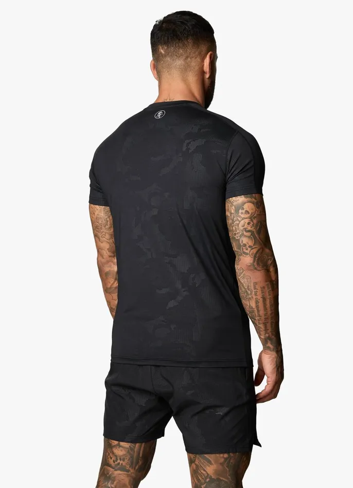 Gym King Gymwear Men Debossed Camo SS Tee 8211 Black