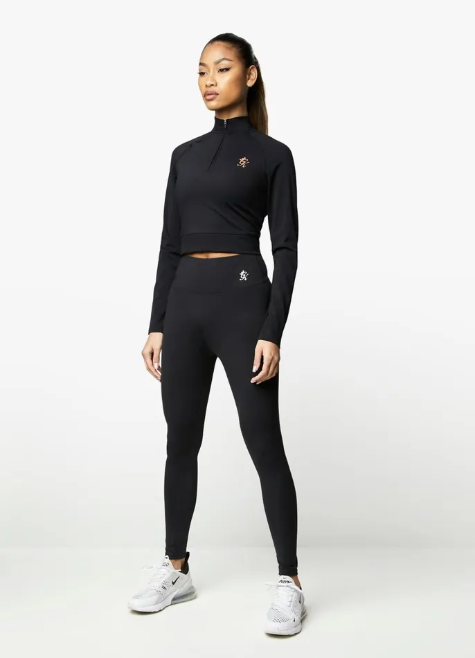 Gym King Gymwear Women 14 Zip Funnel 8211 BlackRose Gold