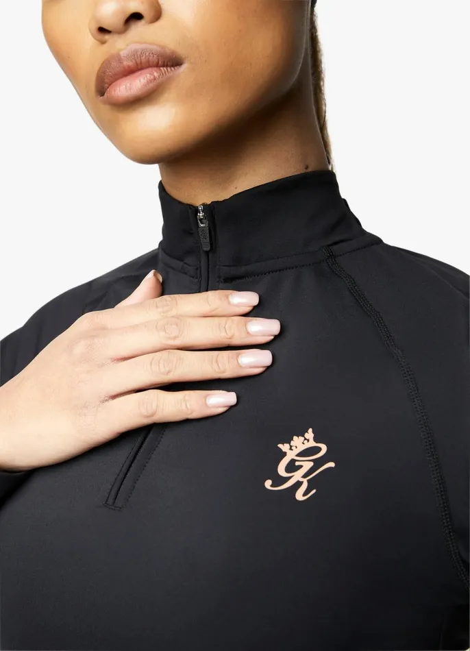 Gym King Gymwear Women 14 Zip Funnel 8211 BlackRose Gold