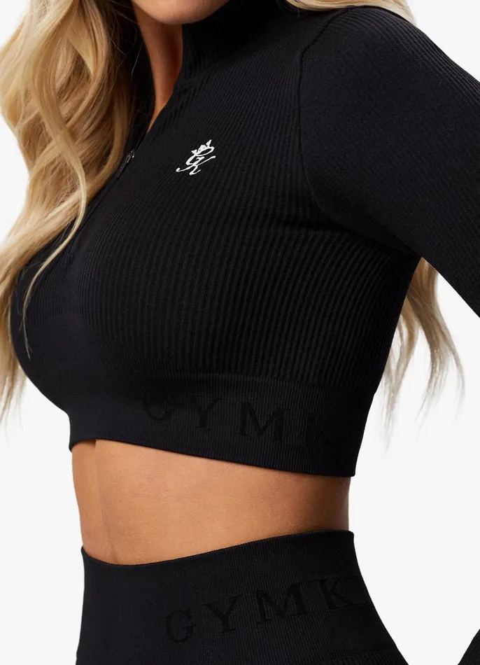 Gym King Gymwear Women Formation Rib 14 Zip 8211 Black