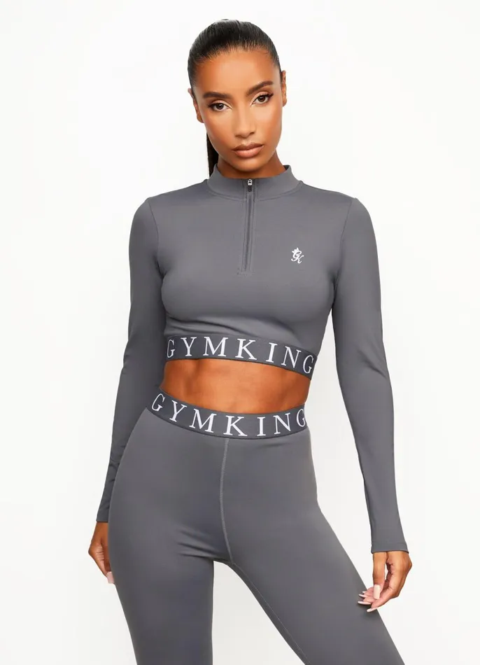 Gym King Gymwear Women Impact 14 Zip Funnel 8211 Dark Grey