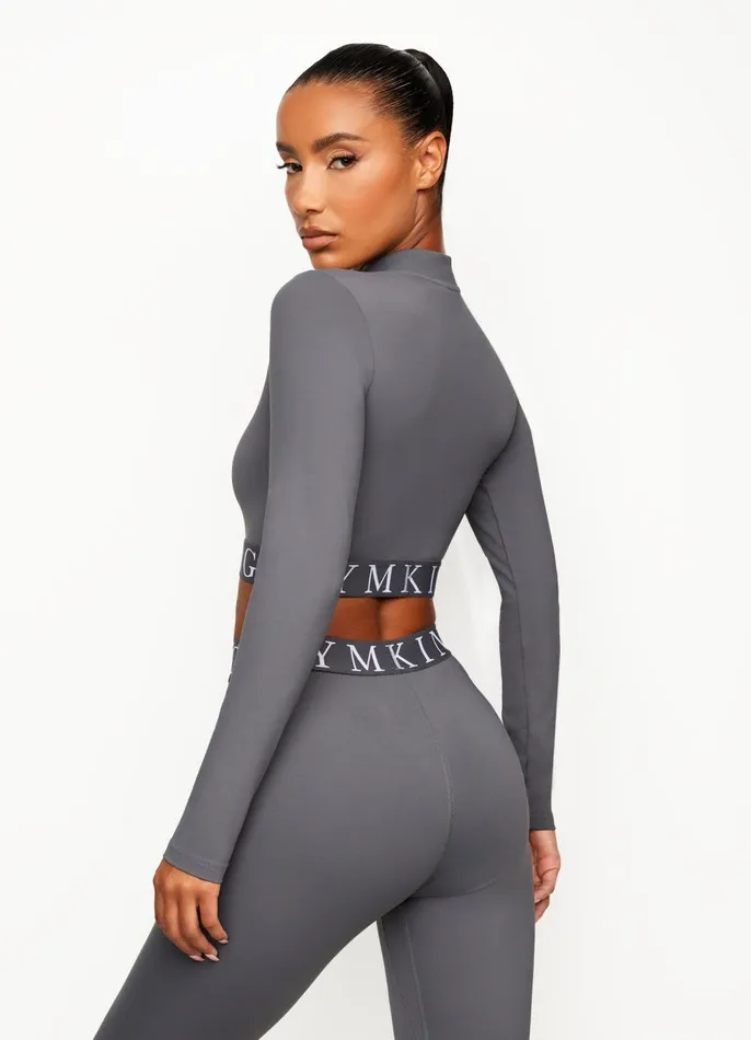 Gym King Gymwear Women Impact 14 Zip Funnel 8211 Dark Grey