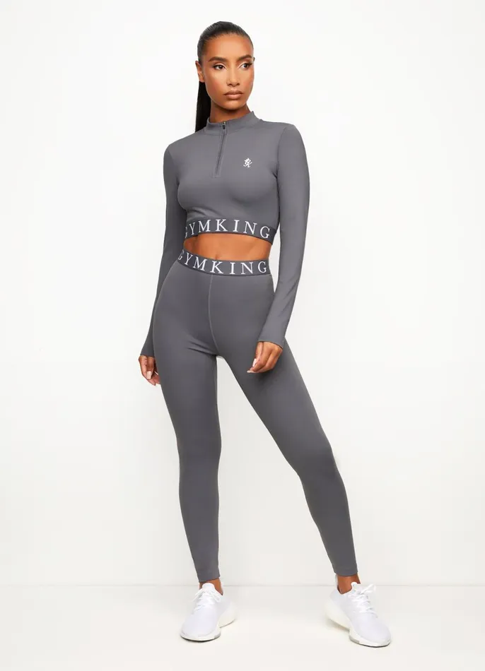 Gym King Gymwear Women Impact 14 Zip Funnel 8211 Dark Grey
