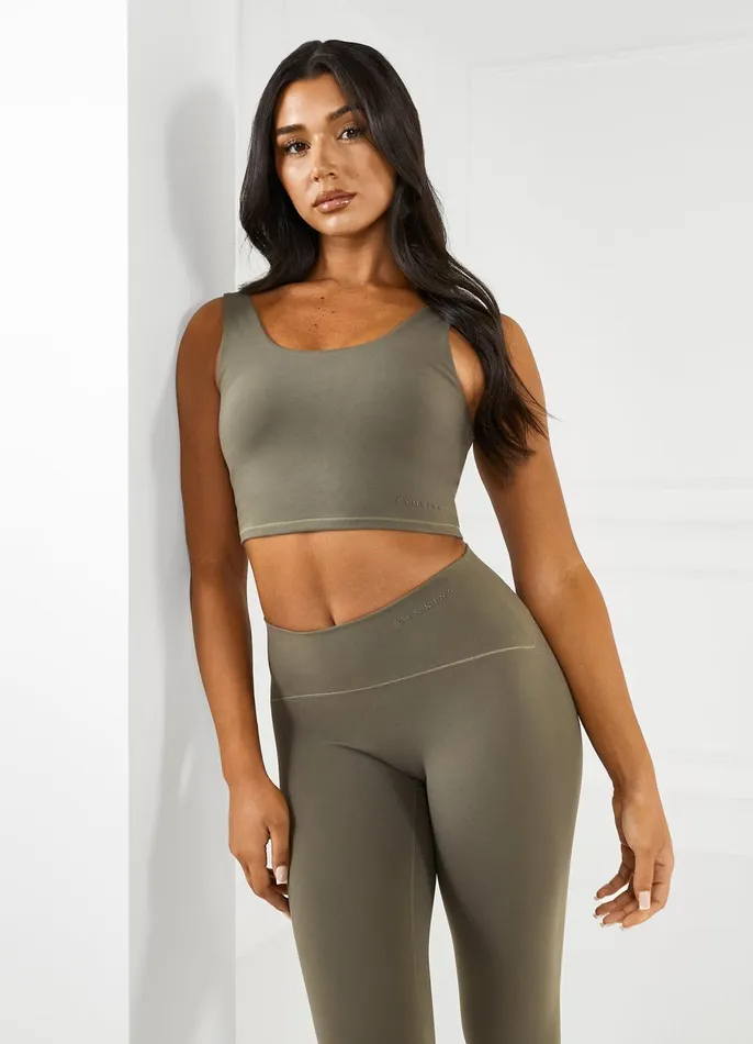 Gym King Gymwear Women Peach Luxe Tank 8211 Olive Luxe