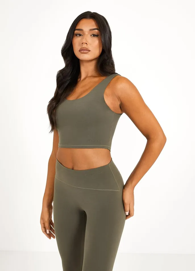 Gym King Gymwear Women Peach Luxe Tank 8211 Olive Luxe