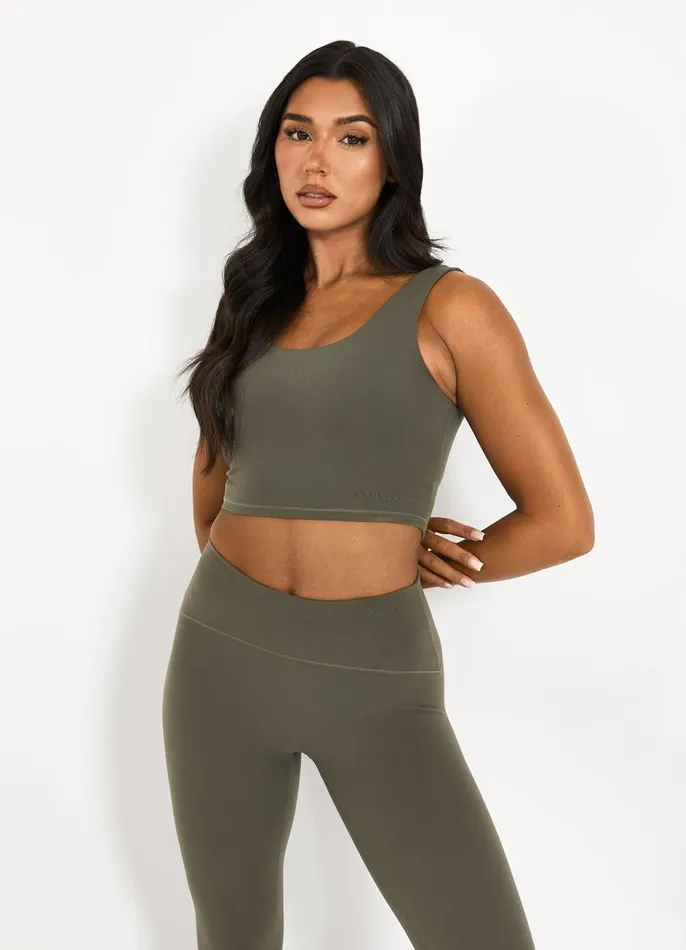 Gym King Gymwear Women Peach Luxe Tank 8211 Olive Luxe
