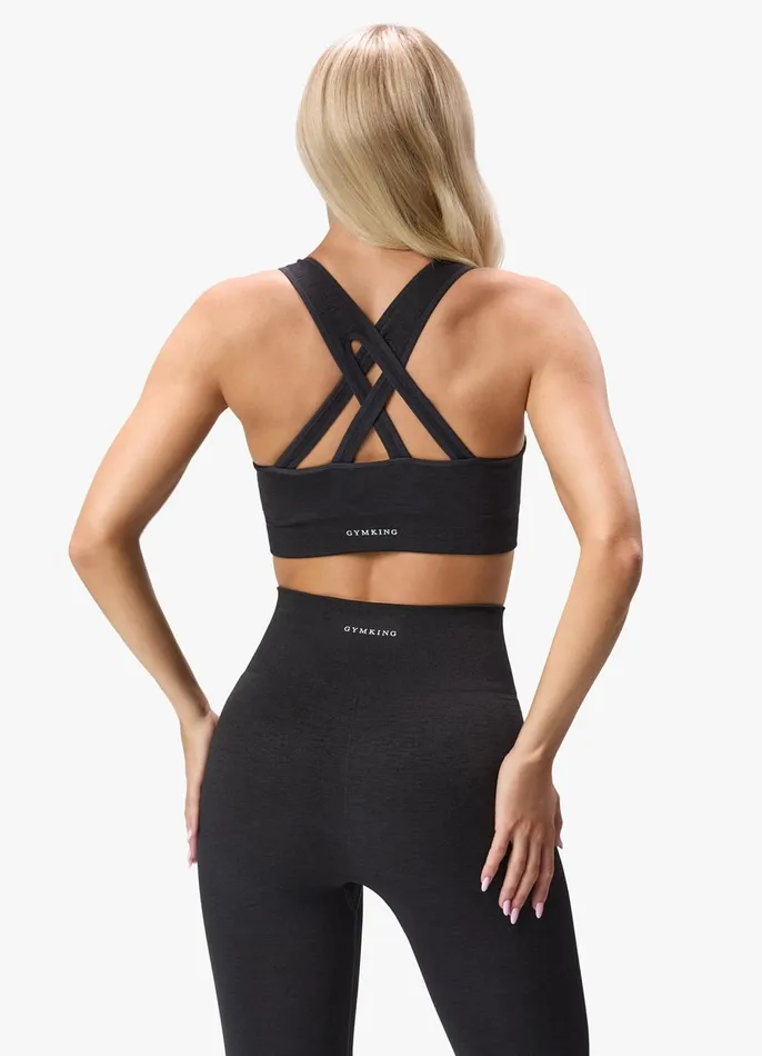 Gym King Gymwear Women Results 20 Seamless Cross Over Bra 8211 Black