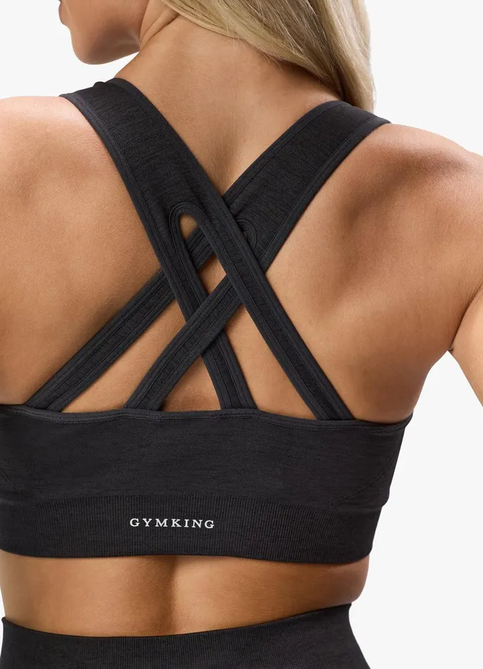 Gym King Gymwear Women Results 20 Seamless Cross Over Bra 8211 Black