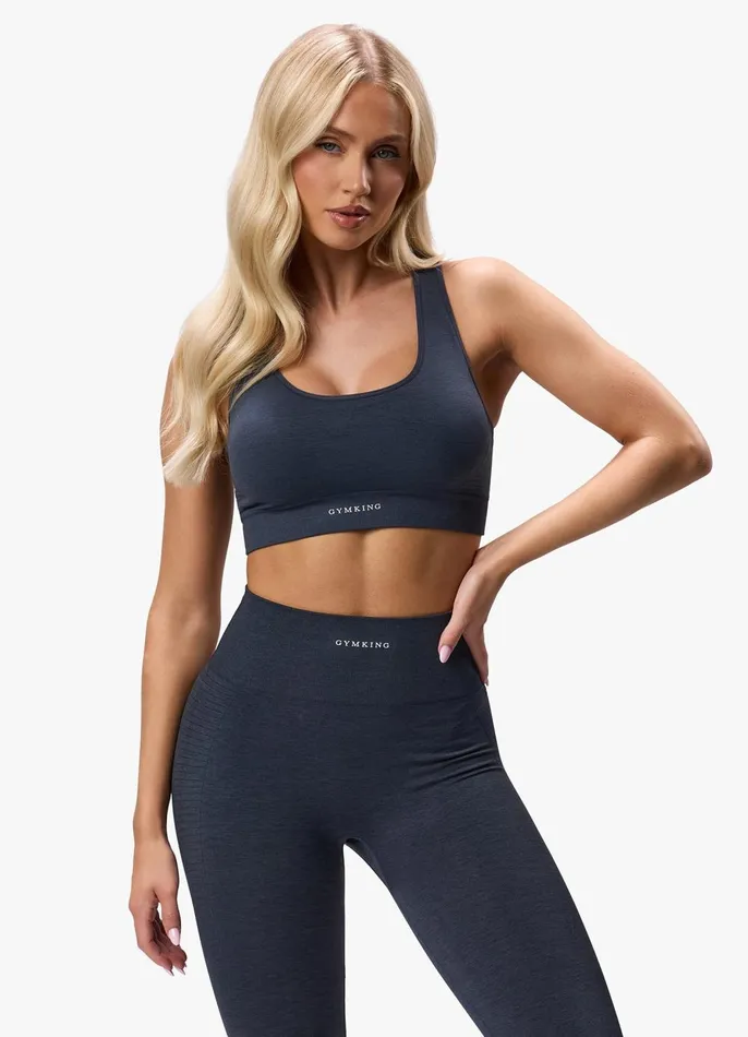 Gym King Gymwear Women Results 20 Seamless Cross Over Bra 8211 Midnight Blue