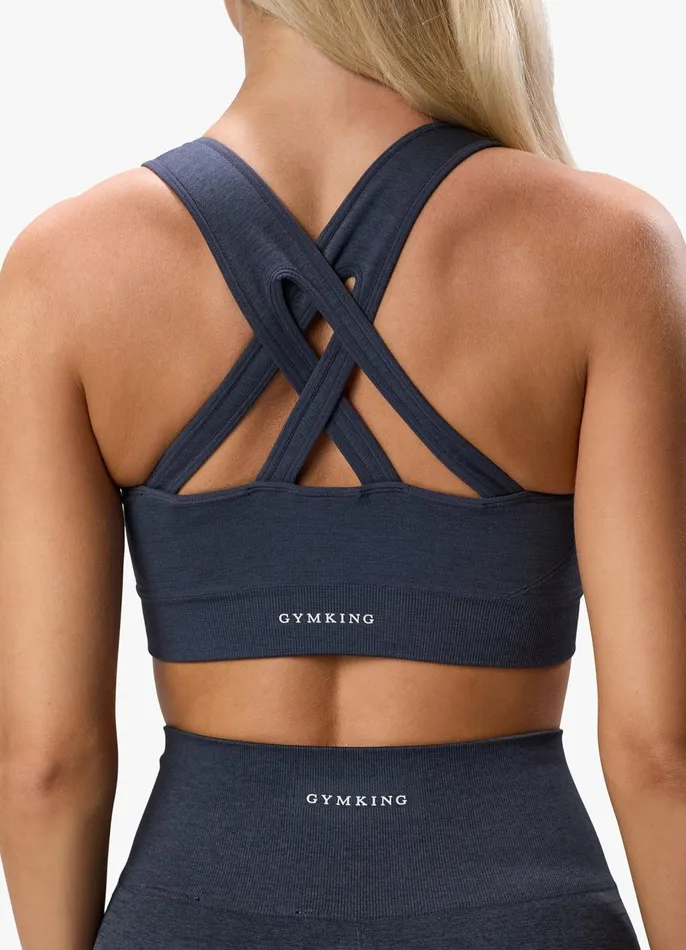 Gym King Gymwear Women Results 20 Seamless Cross Over Bra 8211 Midnight Blue