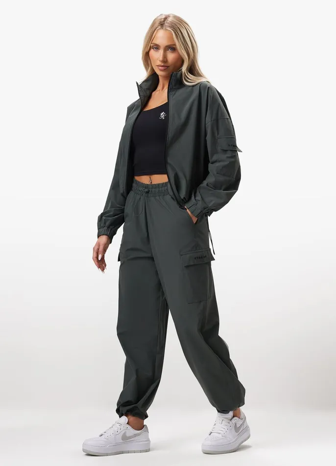 Gym King Joggers Women Woven Utility Cargo Pant 8211 Green Smoke