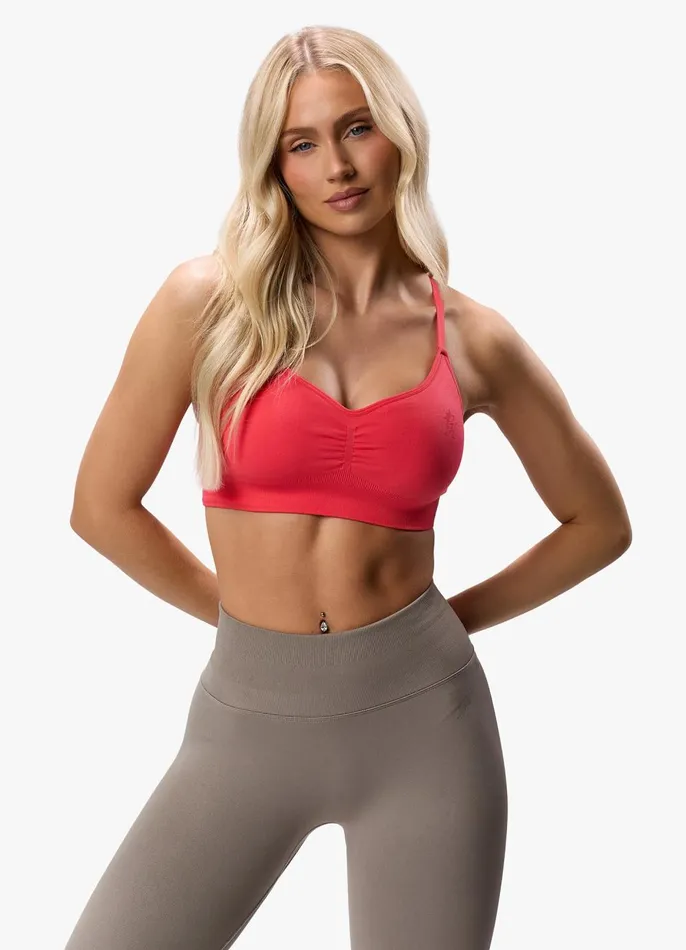 Gym King Sports Bras Women Sculpt Seamless Scrunch Bra 8211 Coral Red