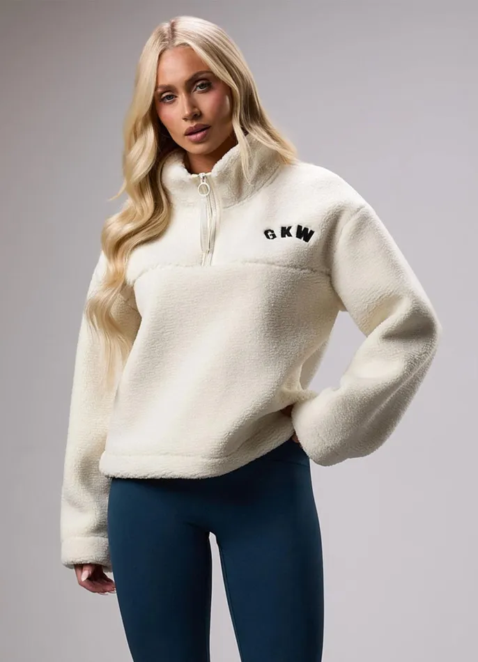 Gym King Sweatshirts and Hoodies Women GKW Sports Luxe 14 Zip Fleece 8211 Cream