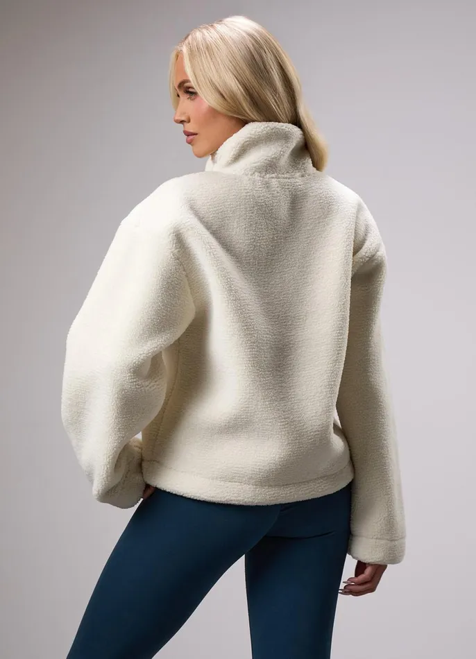 Gym King Sweatshirts and Hoodies Women GKW Sports Luxe 14 Zip Fleece 8211 Cream