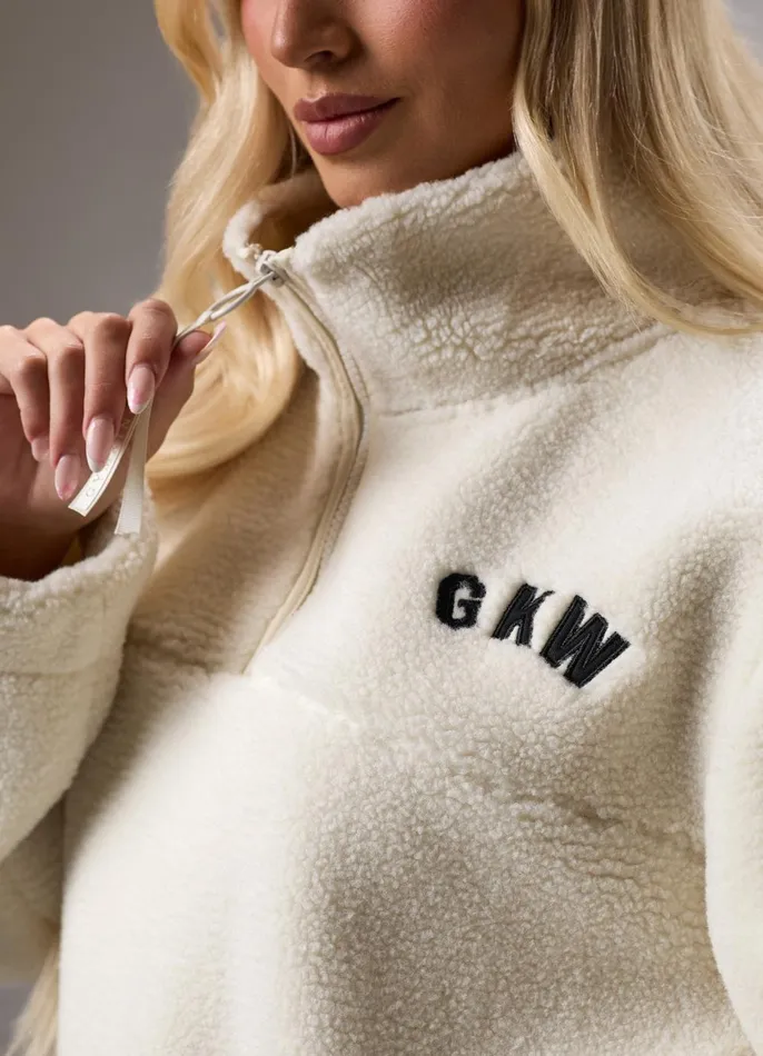 Gym King Sweatshirts and Hoodies Women GKW Sports Luxe 14 Zip Fleece 8211 Cream