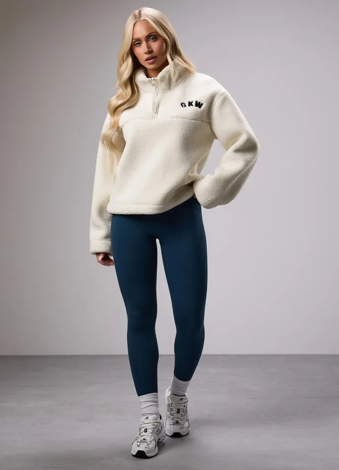 Gym King Sweatshirts and Hoodies Women GKW Sports Luxe 14 Zip Fleece 8211 Cream