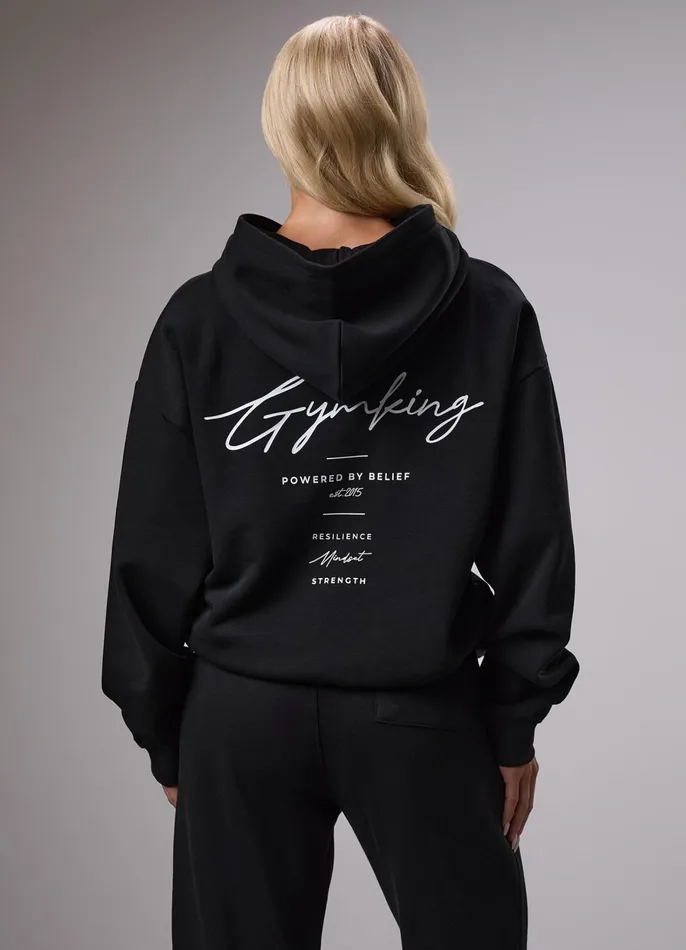 Gym King Sweatshirts and Hoodies Women Reset Oversized Fleece Hood 8211 Black