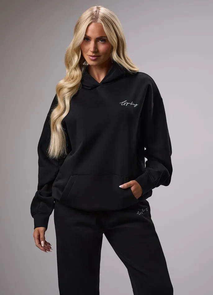 Gym King Sweatshirts and Hoodies Women Reset Oversized Fleece Hood 8211 Black